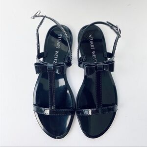 Stuart Weitzman jelly bow T-strap sandals
